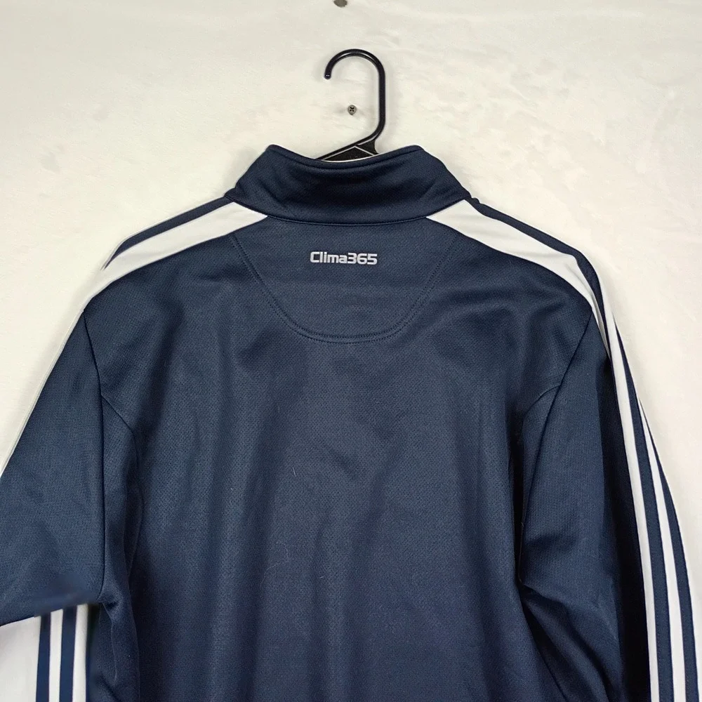 Adidas Clima365 Mens Large Navy Blue 1/4 Zip Pullover Track Jacket‎ 3-Stripe L